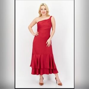 TaylorWomen Solid Midi Dress, Red